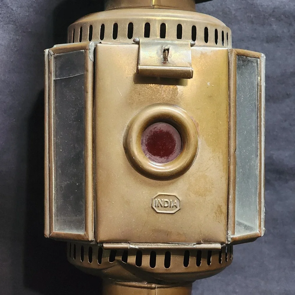 Antique Brass‎ Carriage Light Lamp Nautical Bevel Glass Rare